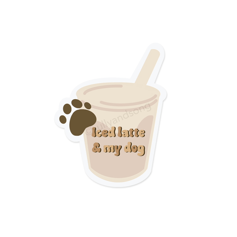 Iced latte & my dog sticker